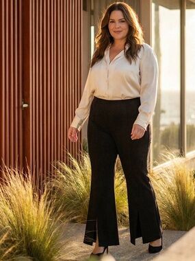 Karen Kane Faux Suede Front Slit Pants